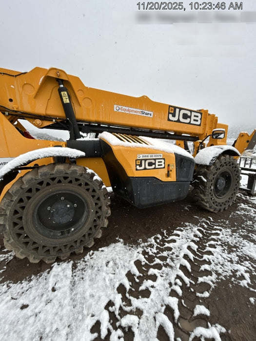 2019 JCB 510-56 74 HP w/Open ROPS, Beacon, Aux Hydraulics, Worklights, Solid Tires w/60" Carriage/Forks