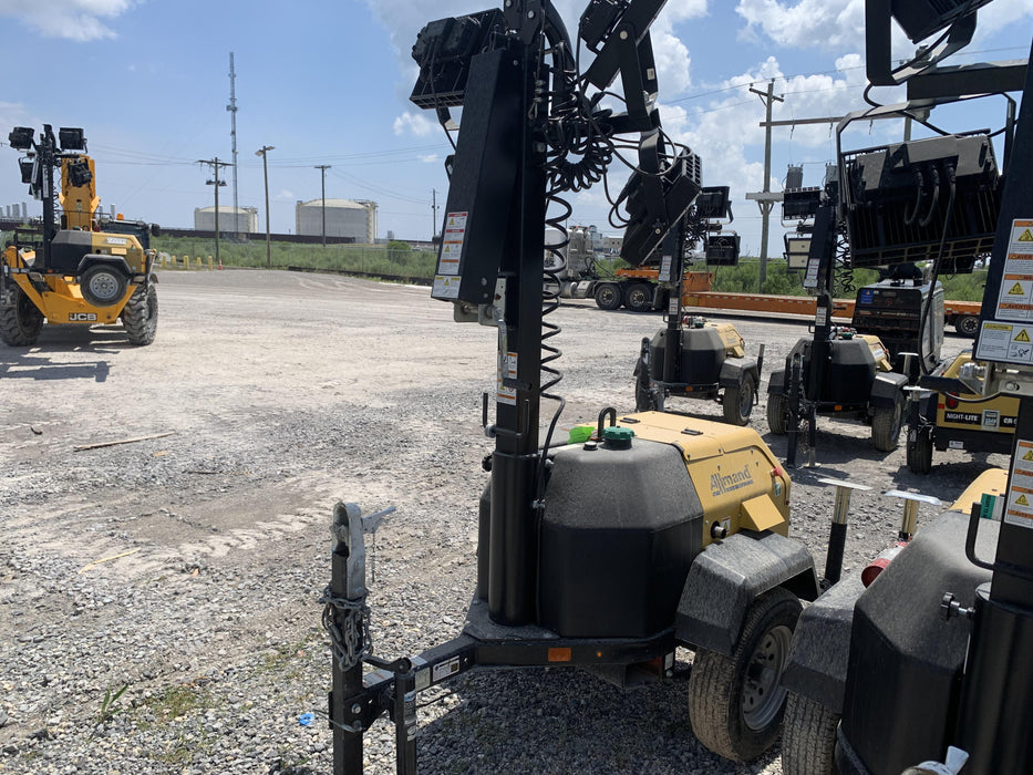 2022 Allmand NLV3GR (4) LED Light Fixture 350W, 23' Vertical Mast, 3kW Prime, Towable, Deep Sea L401, Leveling Jacks, Yanmar T4F 5.8hp