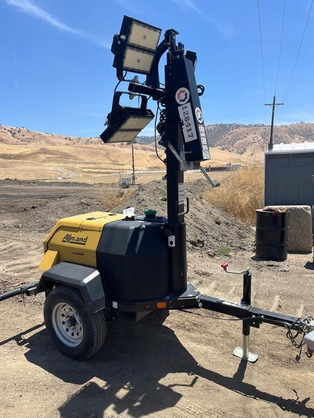 2021 Allmand NLV3GR (4) LED Light Fixture 350W, 23' Vertical Mast, 3kW Prime, Towable, Deep Sea L401, Leveling Jacks, Yanmar T4F 5.8hp