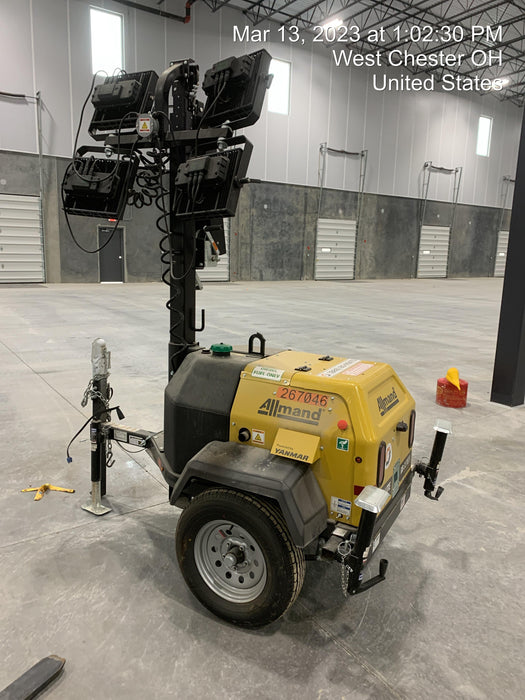 2022 Allmand NLV3GR (4) LED Light Fixture 350W, 23' Vertical Mast, 3kW Prime, Towable, ES Decals, T3