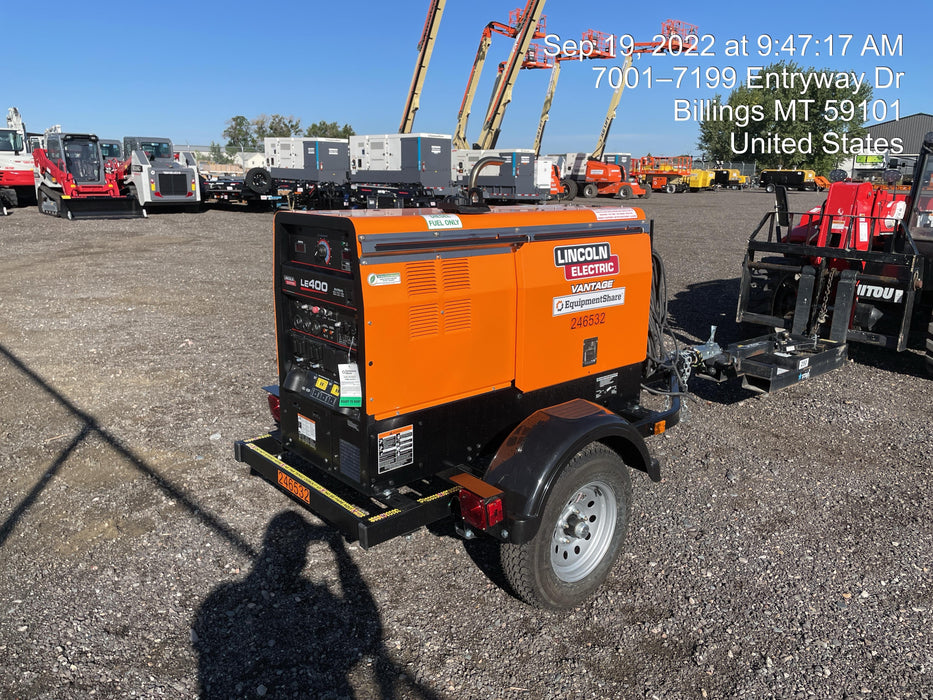 2022 Lincoln Electric LE400 Kubota V1505, Trlr, Cable Rack, Light Kit, ES Decals, T3