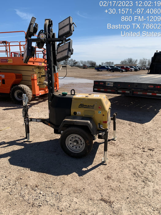 2022 Allmand NLV3GR (4) LED Light Fixture 350W, 23' Vertical Mast, 3kW Prime, Towable, ES Decals, T3