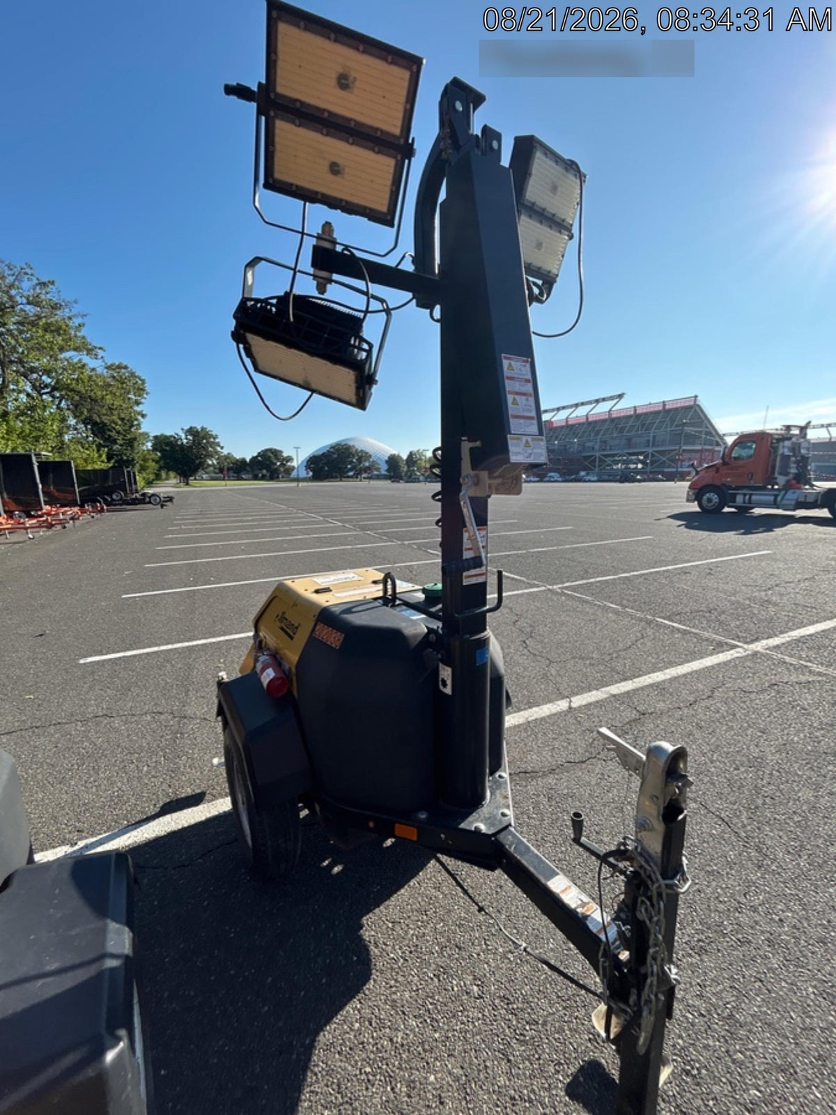 2022 Allmand NLV3GR (4) LED Light Fixture 350W, 23' Vertical Mast, 3kW Prime, Towable, Deep Sea L401, Leveling Jacks, Yanmar T4F 5.8hp