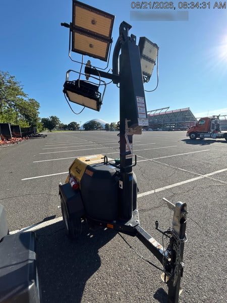 2022 Allmand NLV3GR (4) LED Light Fixture 350W, 23' Vertical Mast, 3kW Prime, Towable, Deep Sea L401, Leveling Jacks, Yanmar T4F 5.8hp