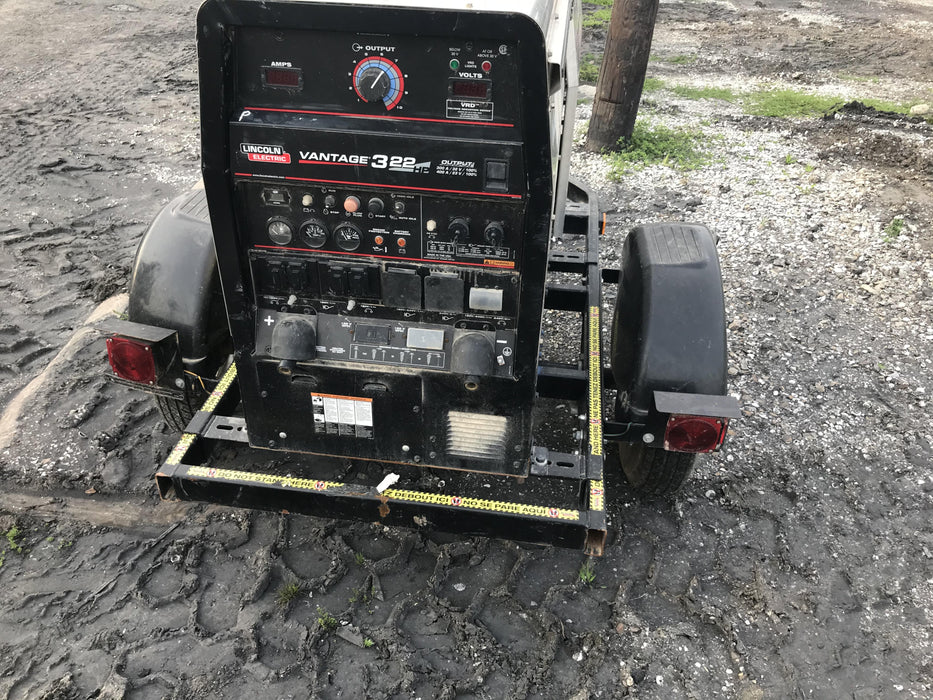 2019 Lincoln Electric Vantage 322 Welder Ready-Pak 3, Two wheel trailer, Fender and Light kit, Cable Rack