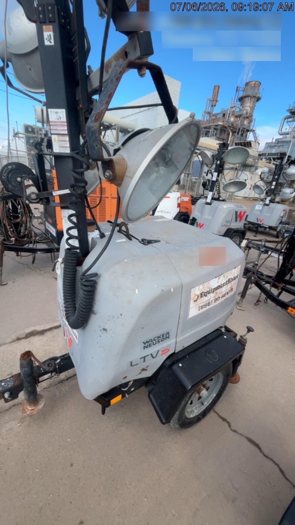 2019 Wacker Neuson LTV6L-MH Wacker Neuson LTV6L Mobile Light Tower w/Fuel Level Sensor Installed