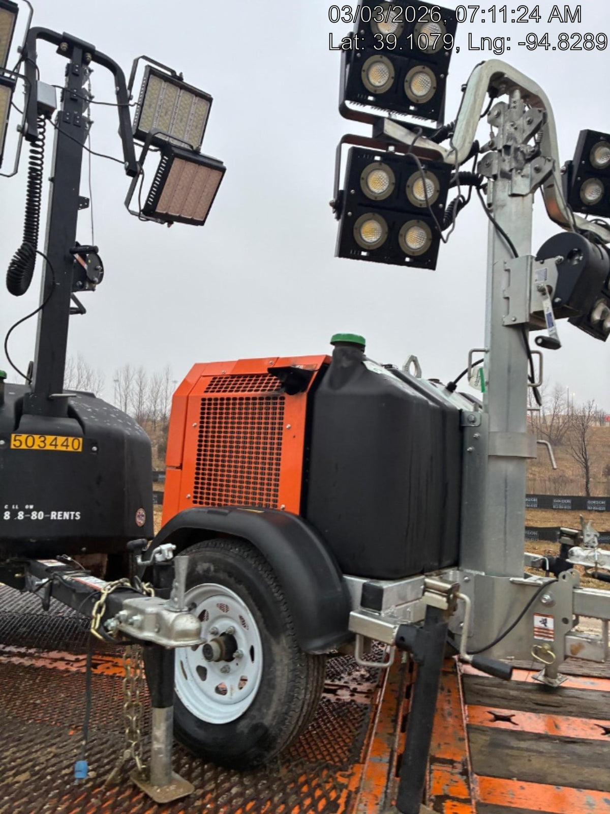 2022 Allmand NLV3GR (4) LED Light Fixture 350W, 23' Vertical Mast, 3kW Prime, Towable, Deep Sea L401, Leveling Jacks, Yanmar T4F 5.8hp