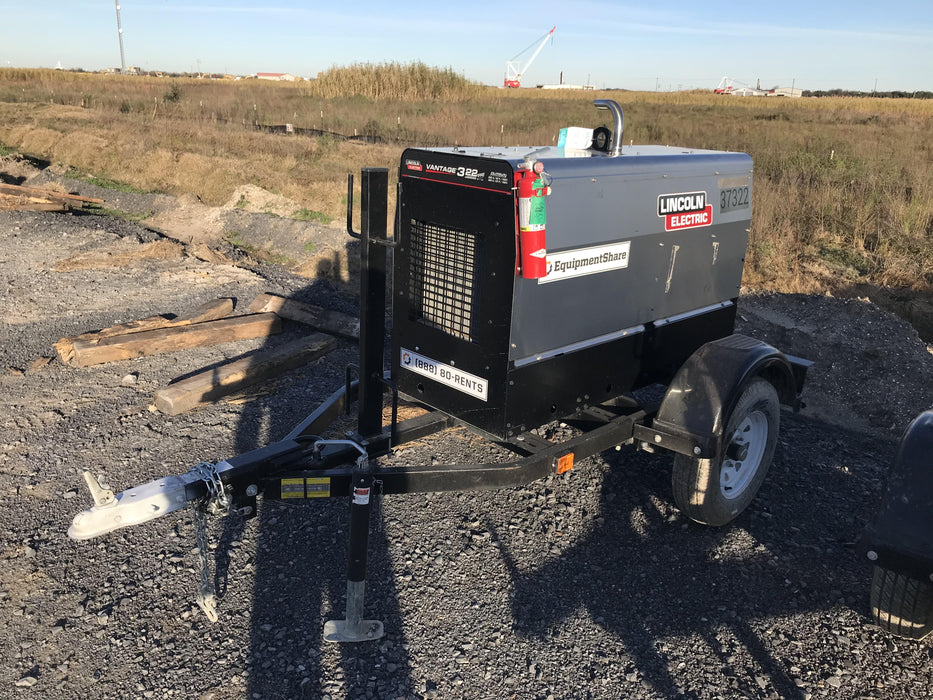 2019 Lincoln Electric Vantage 322 Ready-Pak 3, Two Wheel Trailer, Fender and Light Kit, Cable Rack