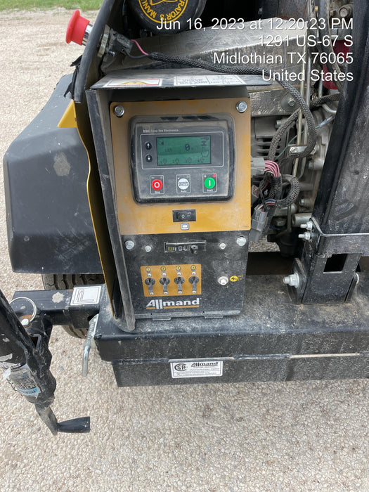 2022 Allmand NLV3GR (4) LED Light Fixture 350W, 23' Vertical Mast, 3kW Prime, Towable, Deep Sea L401, Leveling Jacks, Yanmar T4F 5.8hp