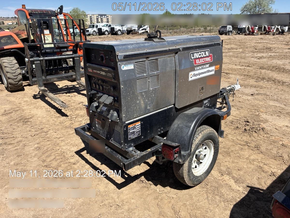 2019 Lincoln Electric Vantage 322 Ready-Pak 3, Two Wheel Trailer, Fender and Light Kit, Cable Rack