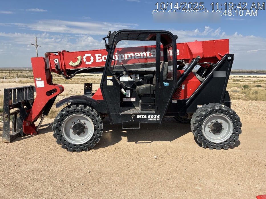 2019 Manitou MTA6034 Canopy, LED Work Lights, Solid Tires, Beacon, Auxiliary Hydraulics 48" Carriage and 48" Forks