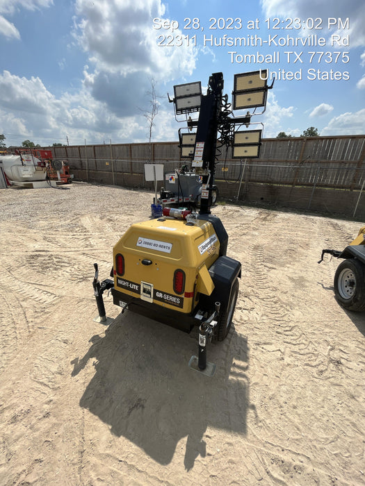 2022 Allmand NLV3GR (4) LED Light Fixture 350W, 23' Vertical Mast, 3kW Prime, Towable, Deep Sea L401, Leveling Jacks, Yanmar T4F 5.8hp