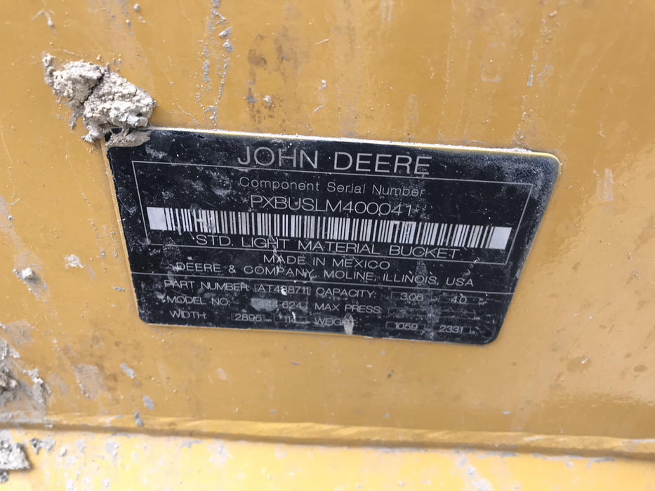 2019 John Deere 524L Cab/Heat/AIR, 3rd Function Hydraulics, Hydraulic JRB QC 2.75 Yd. Bucket, 60" Carriage/72" Forks