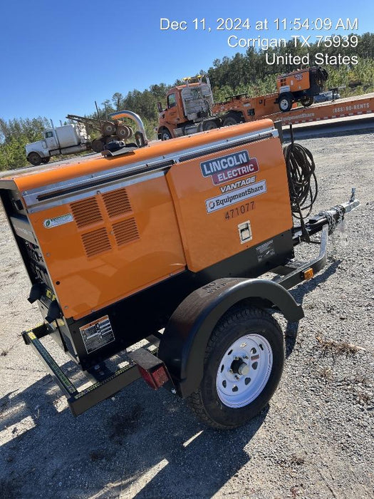 2024 Lincoln Electric Vantage 322 Welder Ready-Pak 3, Two wheel trailer, Fender and Light kit, Cable Rack, Orange
