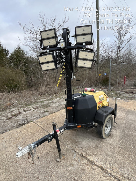 2021 Allmand NLV3GR (4) LED Light Fixture 350W, 23' Vertical Mast, 3kW Prime, Towable, Deep Sea L401, Leveling Jacks, Yanmar T4F 5.8hp