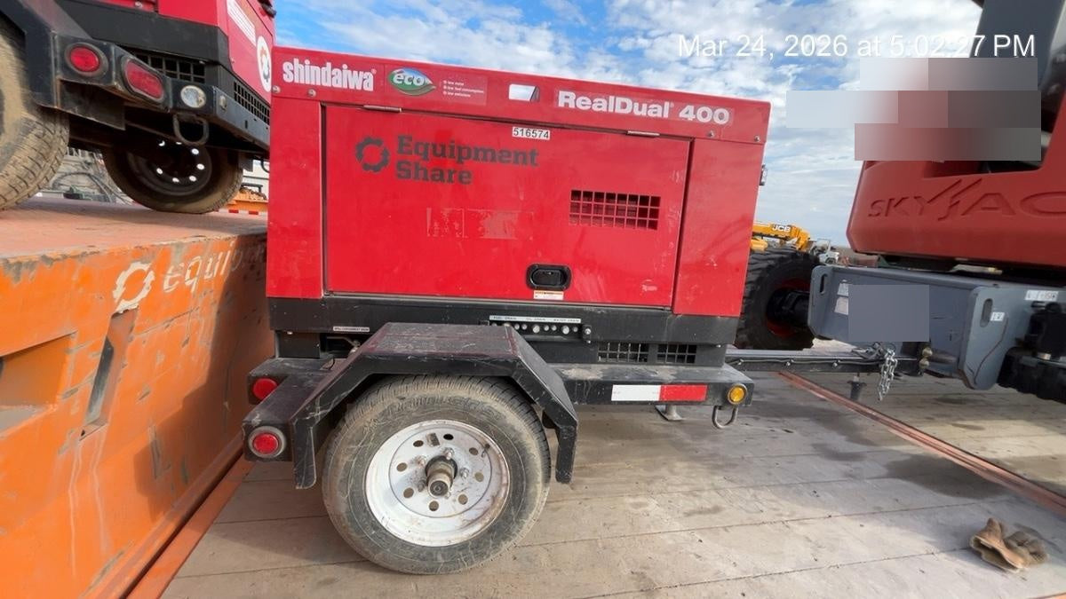 2022 Shindaiwa DGW400MDL Kubota D902 Engine, 23 HP, Dual Op Welder, Wire, Arc, Droop Stick, Tig, and CC Stick Functionality, Simulphase, 3 Phase and 1 Phase Gen Output, Single Axle NB Trlr, Slr Trckl Chrg 12V 12W, Fire Ext