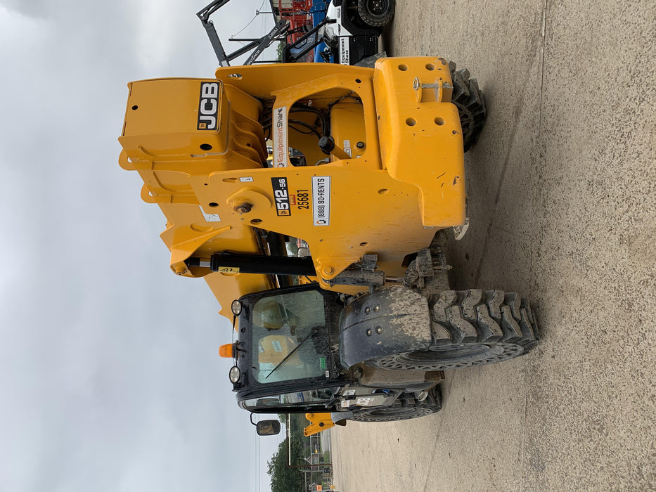 2019 JCB 512-56 109 HP w/CAB/HVAC, Beacon, Aux Hydraulics, Worklights, Solid Tires