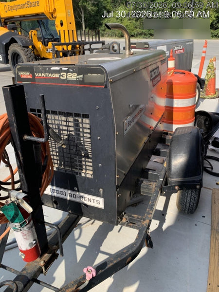 2019 Lincoln Electric Vantage 322 Ready-Pak 3, Two Wheel Trailer, Fender and Light Kit, Cable Rack