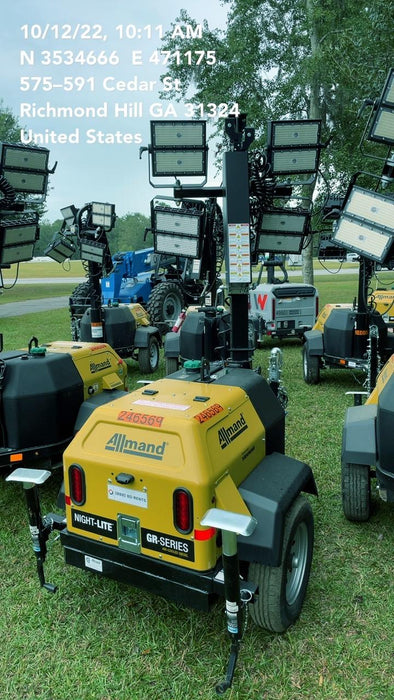 2022 Allmand NLV3GR (4) LED Light Fixture 350W, 23' Vertical Mast, 3kW Prime, Towable