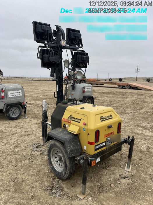 2021 Allmand NLV3GR (4) LED Light Fixture 350W, 23' Vertical Mast, 3kW Prime, Towable, Deep Sea L401, Leveling Jacks, Yanmar T4F 5.8hp