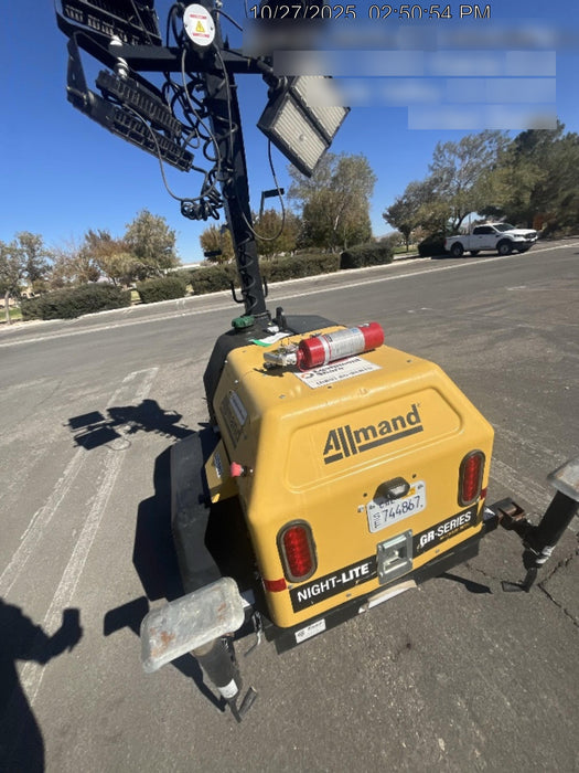 2022 Allmand NLV3GR (4) LED Light Fixture 350W, 23' Vertical Mast, 3kW Prime, Towable, ES Decals, T3