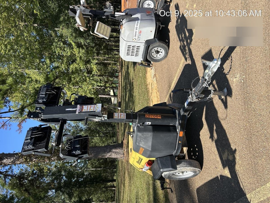 2022 Allmand NLV3GR (4) LED Light Fixture 350W, 23' Vertical Mast, 3kW Prime, Towable, Deep Sea L401, Leveling Jacks, Yanmar T4F 5.8hp