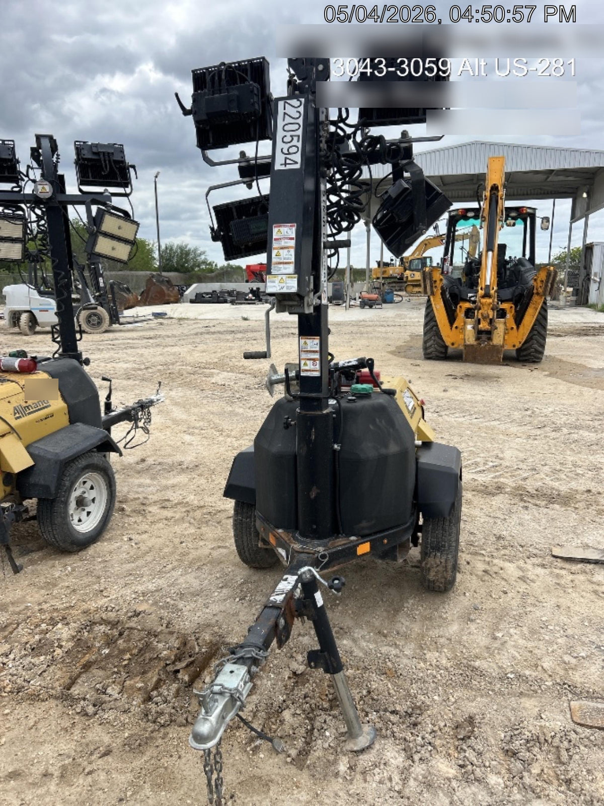 2022 Allmand NLV3GR (4) LED Light Fixture 350W, 23' Vertical Mast, 3kW Prime, Towable, Deep Sea L401, Leveling Jacks, Yanmar T4F 5.8hp