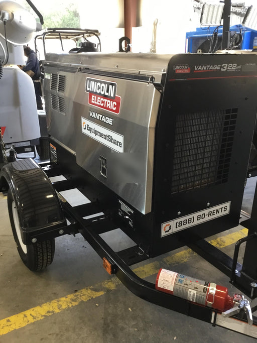 2019 Lincoln Electric Vantage 322 Ready-Pak 3, Two Wheel Trailer, Fender and Light Kit, Cable Rack