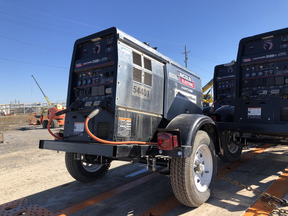 2019 Lincoln Electric Vantage 322 Welder Ready-Pak 3, Two wheel trailer, Fender and Light kit, Cable Rack