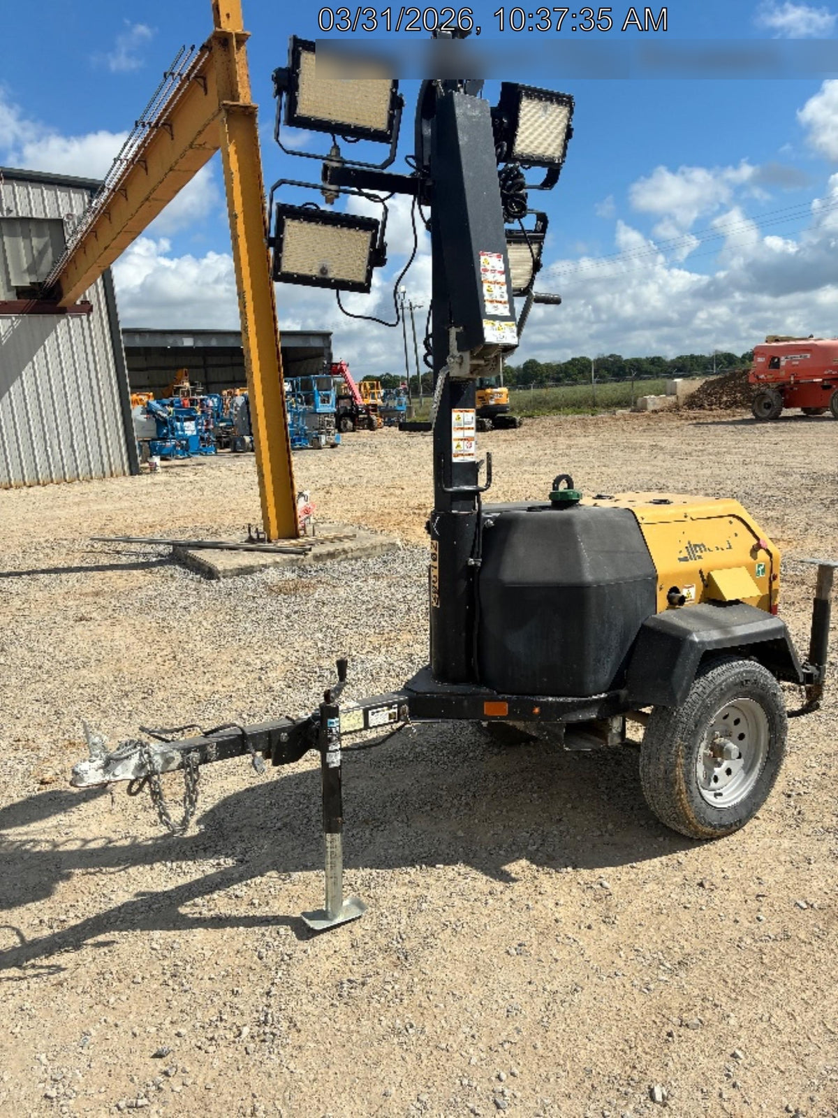 2022 Allmand NLV3GR (4) LED Light Fixture 350W, 23' Vertical Mast, 3kW Prime, Towable, Deep Sea L401, Leveling Jacks, Yanmar T4F 5.8hp