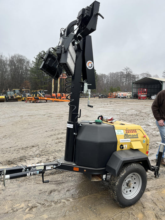 2022 Allmand NLV3GR (4) LED Light Fixture 350W, 23' Vertical Mast, 3kW Prime, Towable, Deep Sea L401, Leveling Jacks, Yanmar T4F 5.8hp