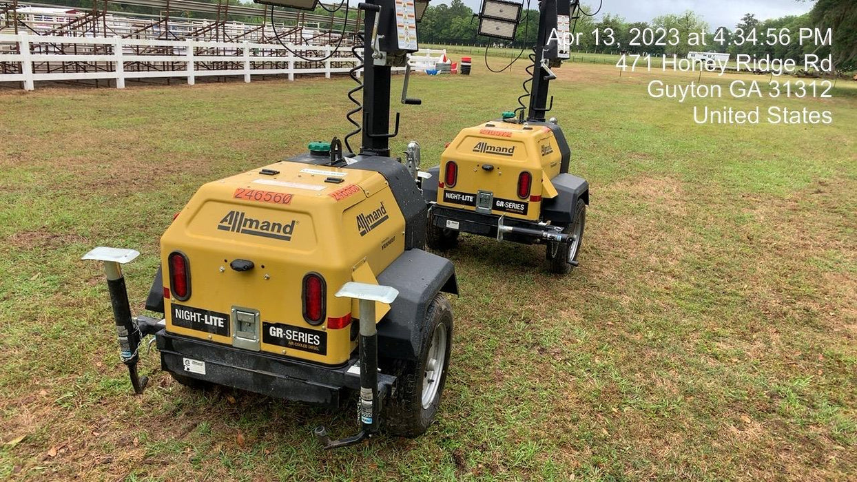 2022 Allmand NLV3GR (4) LED Light Fixture 350W, 23' Vertical Mast, 3kW Prime, Towable