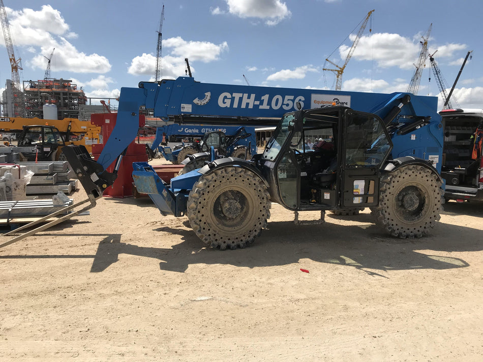 2019 Genie GTH-1056 Cab/Heat/AC, FF Tires, LED Work Lights, Beacon 60" QA Carriage, 60" Forks