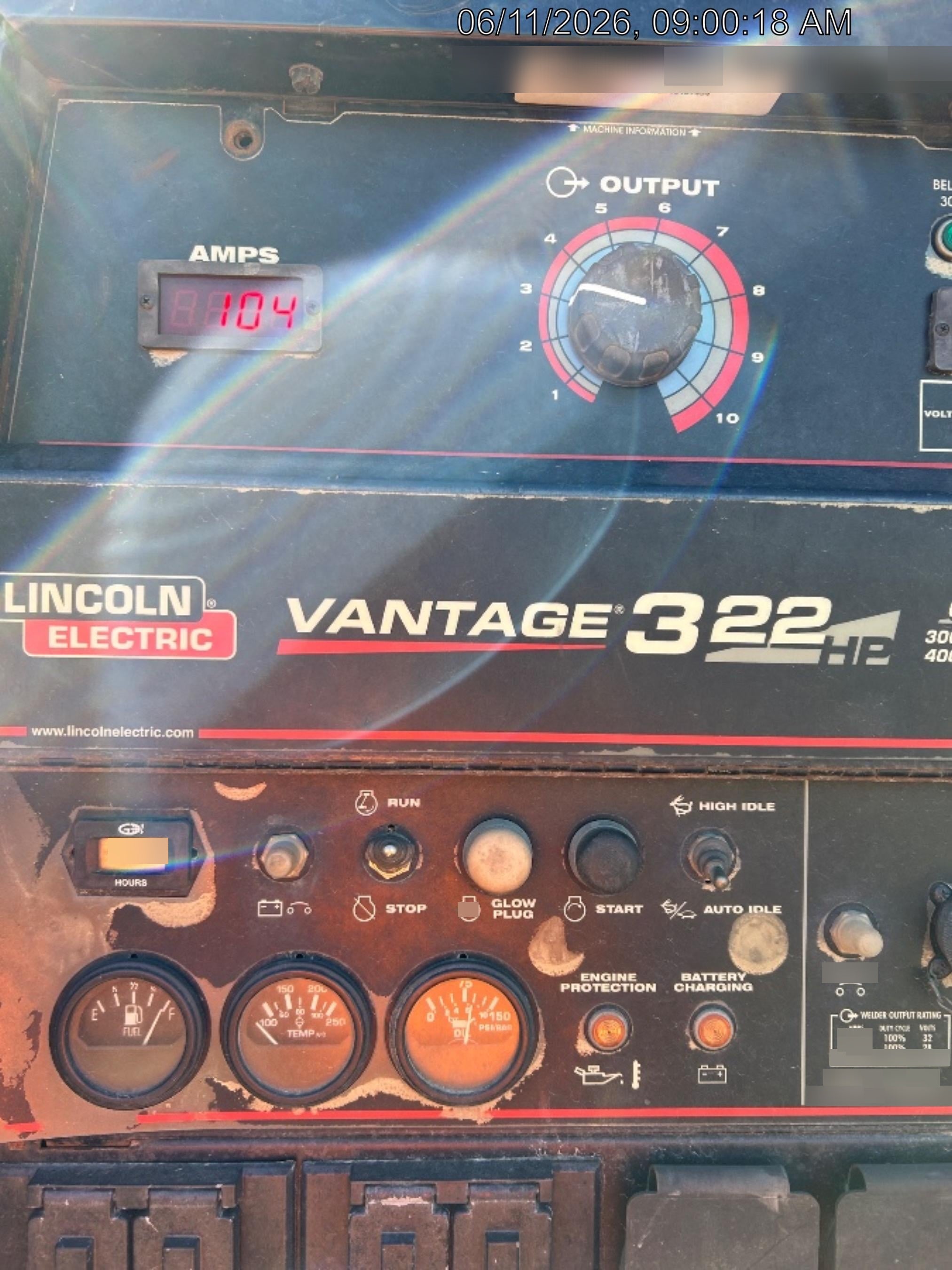 2019 Lincoln Electric Vantage 322 Welder Ready-Pak 3, Two wheel trailer, Fender and Light kit, Cable Rack