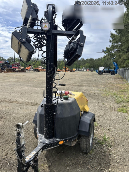 2022 Allmand NLV3GR (4) LED Light Fixture 350W, 23' Vertical Mast, 3kW Prime, Towable, Deep Sea L401, Leveling Jacks, Yanmar T4F 5.8hp