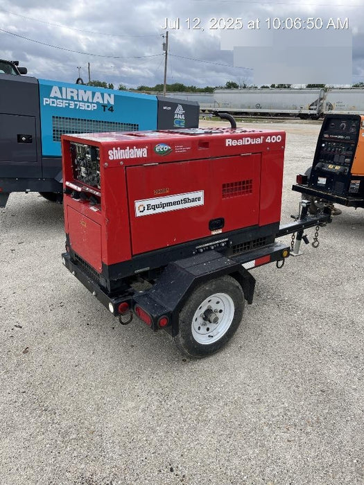 2023 Shindaiwa DGW400MDL Kubota D902 Engine, 23 HP, Dual Op Welder, Wire, Arc, Droop Stick, Tig, and CC Stick Functionality, Simulphase, 3 Phase and 1 Phase Gen Output, Single Axle NB Trlr, Slr Trckl Chrg 12V 12W, Fire Ext