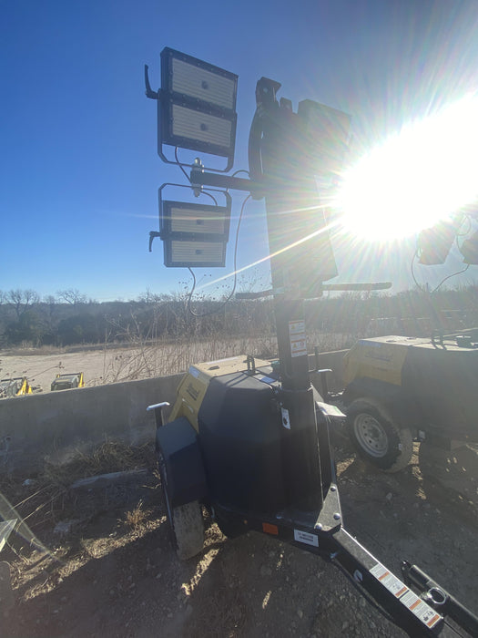 2022 Allmand NLV3GR (4) LED Light Fixture 350W, 23' Vertical Mast, 3kW Prime, Towable, Deep Sea L401, Leveling Jacks, Yanmar T4F 5.8hp