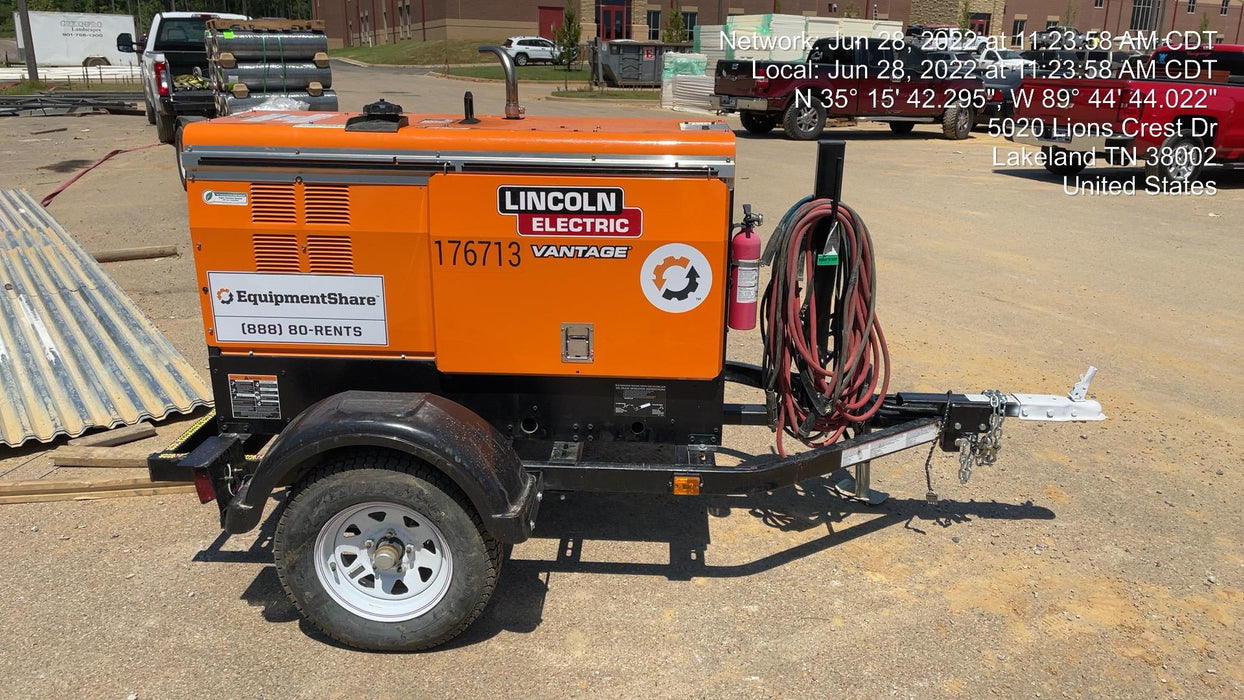 2021 Lincoln Electric Vantage 322 Vantage 322 Ready Pak 3 w/ Decals, ORANGE (includes trailer, cable rack, fender light kit) NO Telematics