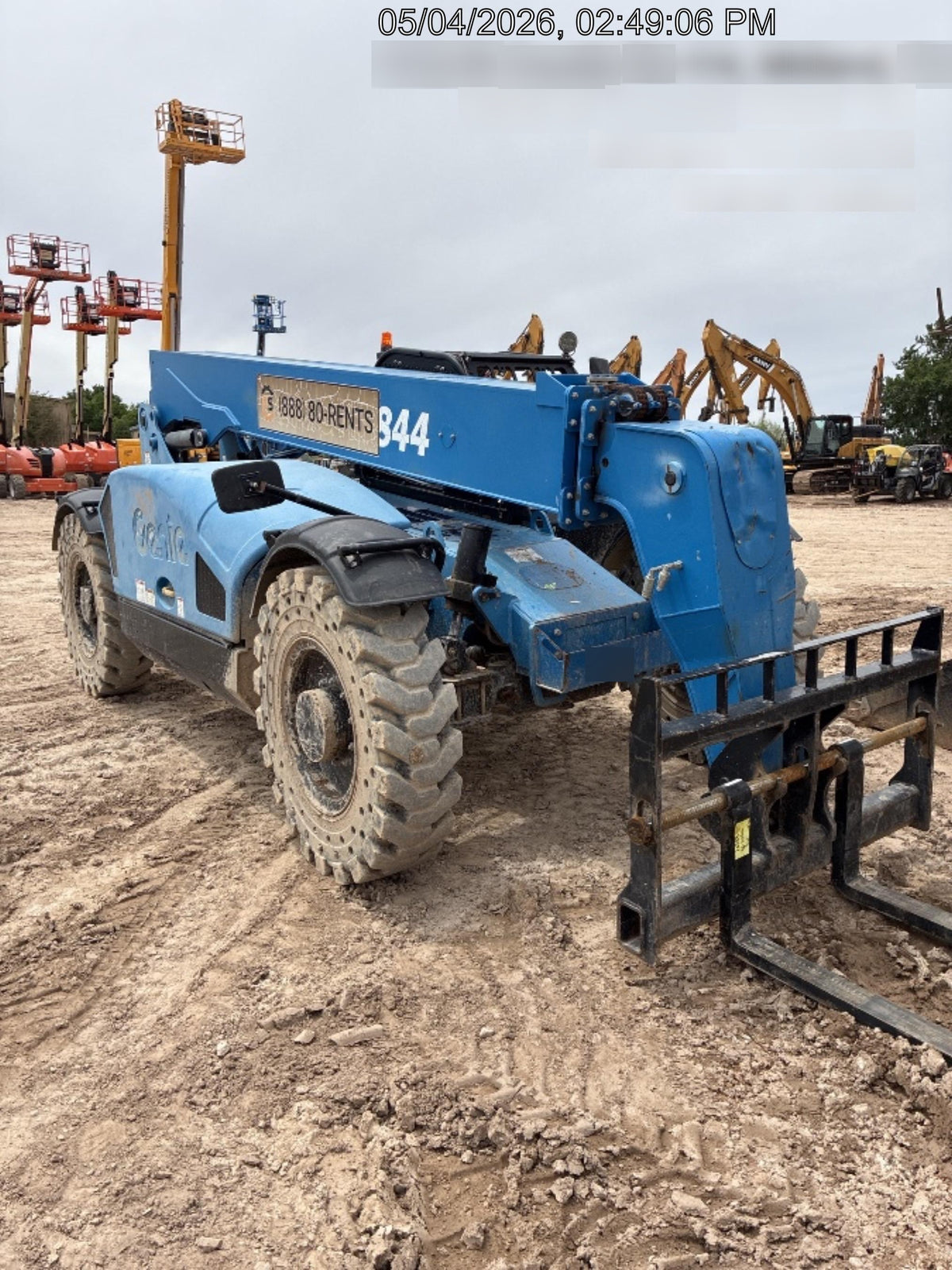2018 Genie GTH-844 Genie GTH-844 w/Open ROPS, Solid Tires, beacon/work lights, 60" carriage/forks