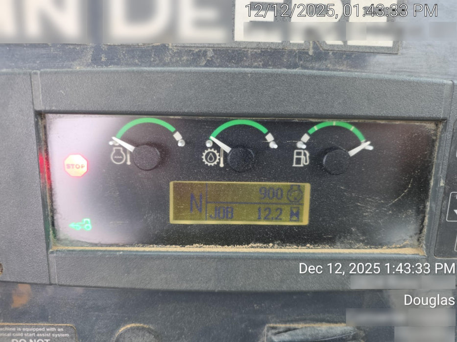 2019 John Deere 410L 4WD, CAB/HVAC, Standard Dipperstick, ISO Controls, Rear Aux Hydraulics, Manual QC, 1.5 Yd Bucket w/Forks, 24" Bucket