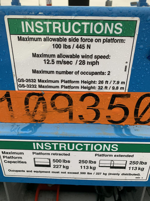 2020 Genie GS-2632 Solid NM Tires, Folding Rails with Half-Height Swing Gate, Beacon, 800W Invertor