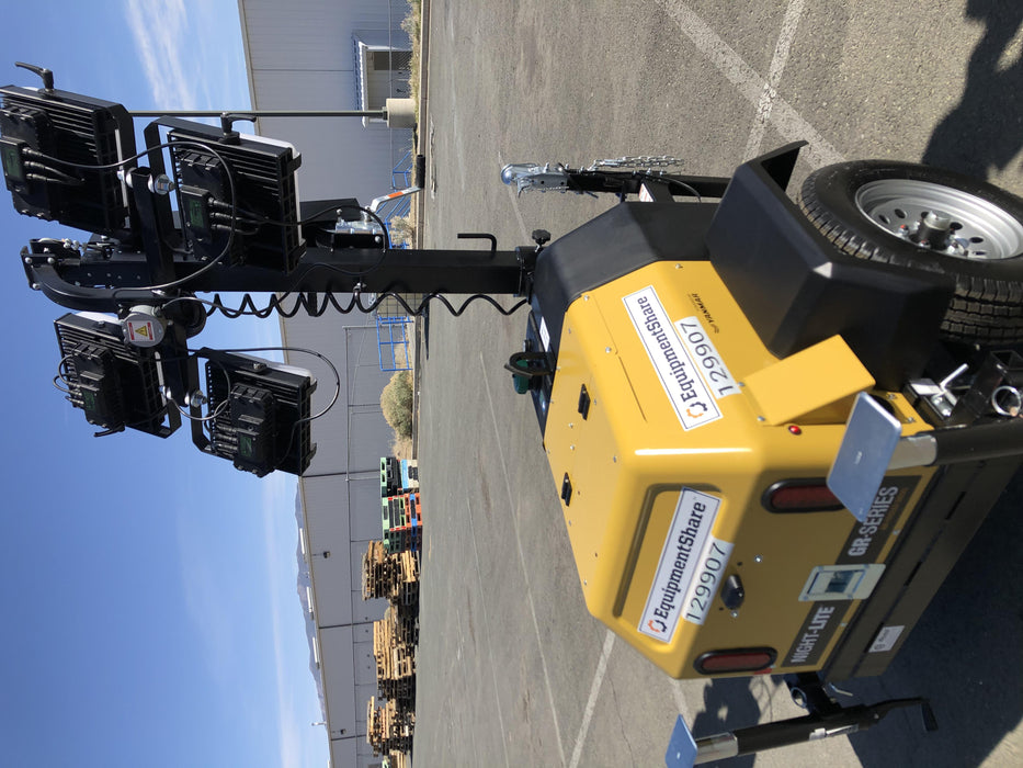 2021 Allmand NLV3GR (4) LED Light Fixture 350W, 23' Vertical Mast, 3kW Prime, Towable, Deep Sea L401, Leveling Jacks, Yanmar T4F 5.8hp