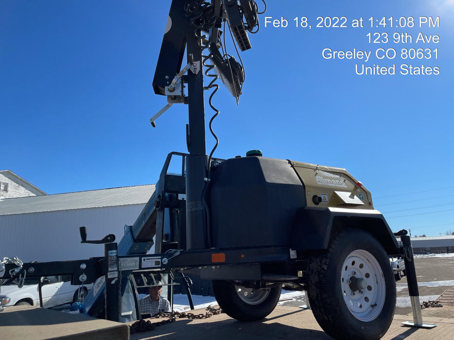 2021 Allmand NLV3GR (4) LED Light Fixture 350W, 23' Vertical Mast, 3kW Prime, Towable, Deep Sea L401, Leveling Jacks, Yanmar T4F 5.8hp