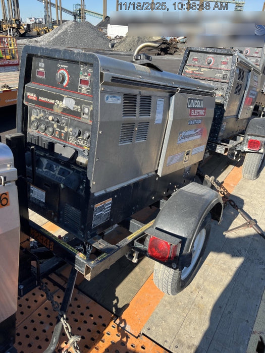 2019 Lincoln Electric Vantage 322 Welder Ready-Pak 3, Two wheel trailer, Fender and Light kit, Cable Rack