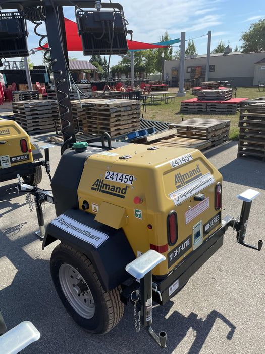 2022 Allmand NLV3GR (4) LED Light Fixture 350W, 23' Vertical Mast, 3kW Prime, Towable, Deep Sea L401, Leveling Jacks, Yanmar T4F 5.8hp