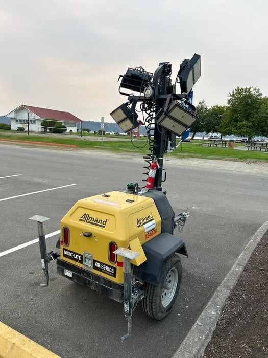 2020 Allmand NLV3GR (4) LED Light Fixture 350W, 23' Vertical Mast, 3kW Prime, Towable, Deep Sea L401, Leveling Jacks, Yanmar T4F 5.8hp