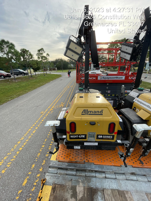 2022 Allmand NLV3GR (4) LED Light Fixture 350W, 23' Vertical Mast, 3kW Prime, Towable, ES Decals, T3