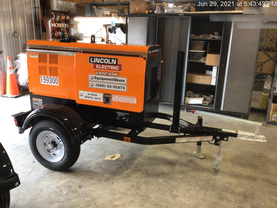 2021 Lincoln Electric Vantage 322 Vantage 322 Ready Pak 3 w/ Decals, ORANGE (includes trailer, cable rack, fender light kit) NO Telematics