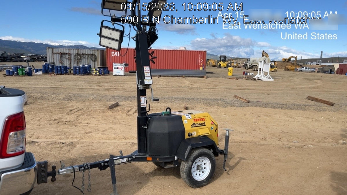 2021 Allmand NLV3GR (4) LED Light Fixture 350W, 23' Vertical Mast, 3kW Prime, Towable, Deep Sea L401, Leveling Jacks, Yanmar T4F 5.8hp