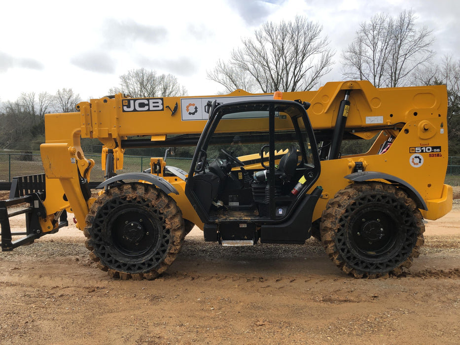 2019 JCB 510-56 Canopy, 74 HP, Solid Tires, STD Worklight, Beacon, Aux Hydraulics, Lifting Eye, Back up Alarm w/66" Carriage/60" Forks